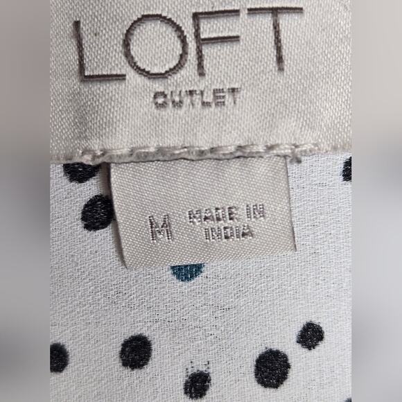 LOFT Womens Collared Button Down Speck Polka Dot & White Long Sleeve - Picture 12 of 13